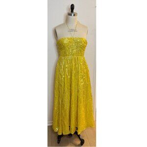 Limited-edition JCREW halter-tie gingham metallic dress